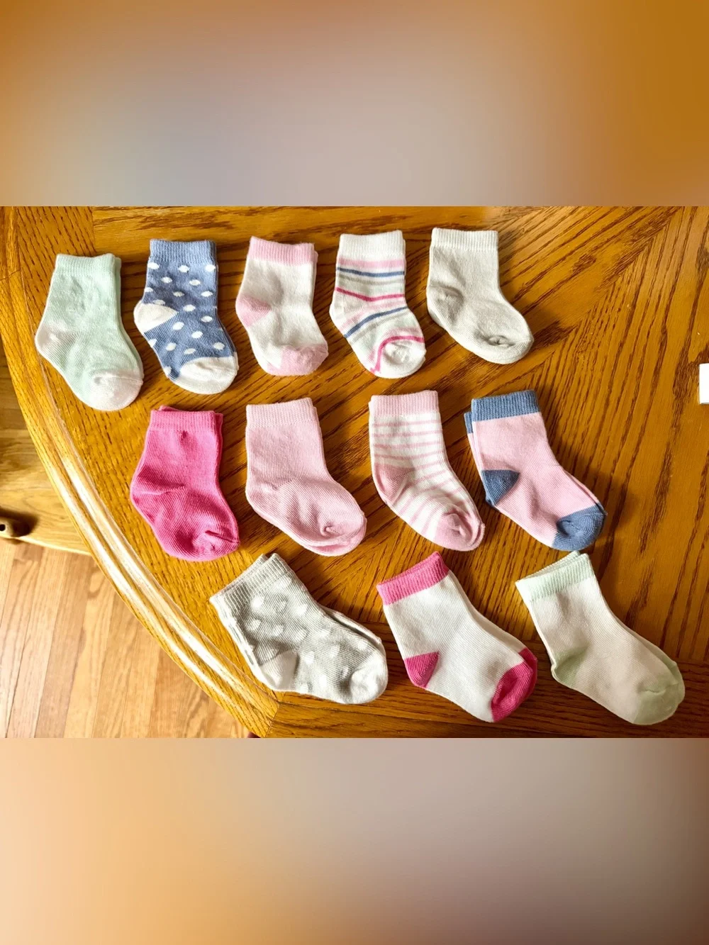 Assorted Pink Blue & White Baby Socks 12 Pack